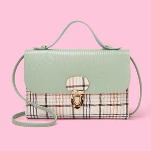 Tartan push lock satchel bag